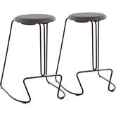 Finn 26" Counter Stool in Grey Leatherette & Black Steel (Set of 2)